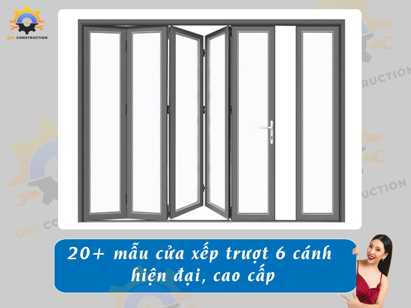 Báo giá 20+ mẫu cửa xếp trượt 6 cánh hiện đại, cao cấp