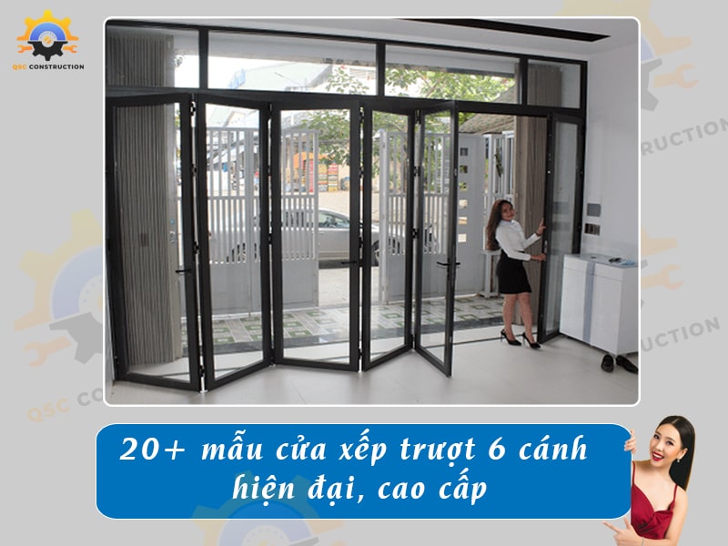 Báo giá 20+ mẫu cửa xếp trượt 6 cánh hiện đại, cao cấp