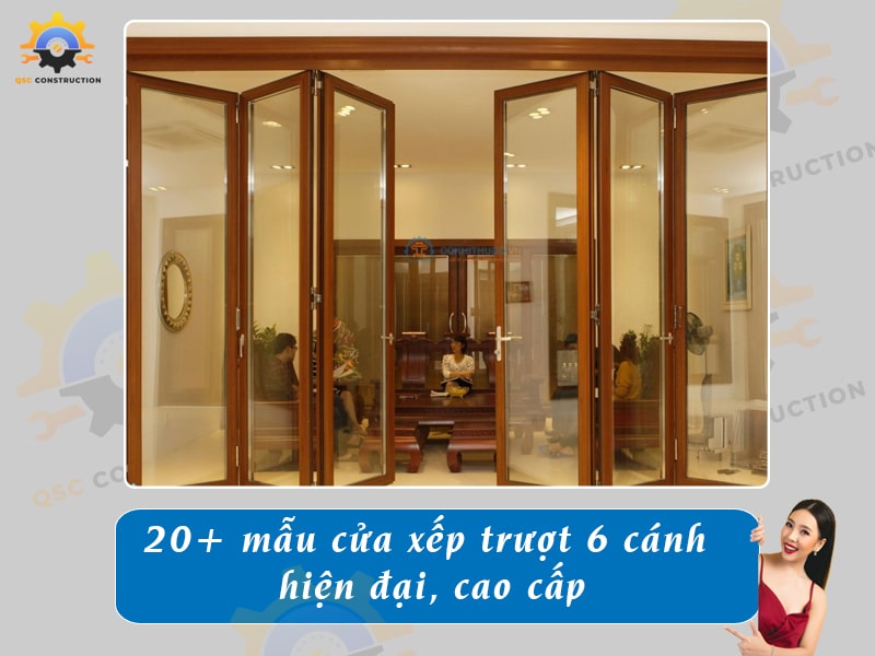 Báo giá 20+ mẫu cửa xếp trượt 6 cánh hiện đại, cao cấp