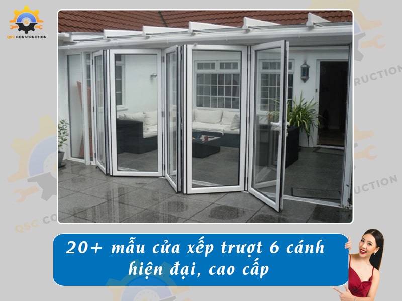 Báo giá 20+ mẫu cửa xếp trượt 6 cánh hiện đại, cao cấp