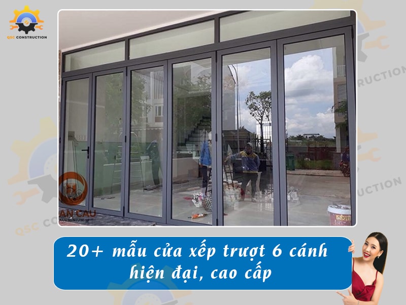 Báo giá 20+ mẫu cửa xếp trượt 6 cánh hiện đại, cao cấp