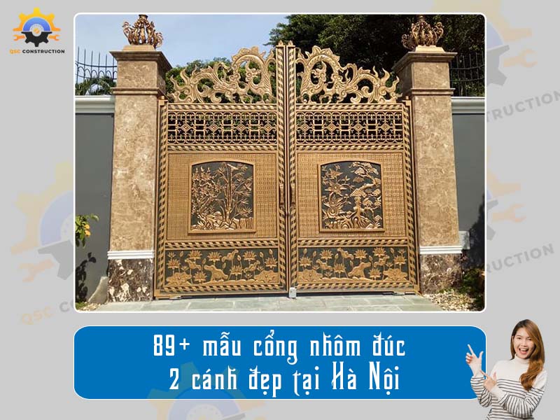 Báo giá 89+ mẫu cổng nhôm đúc 2 cánh đẹp tại Hà Nội