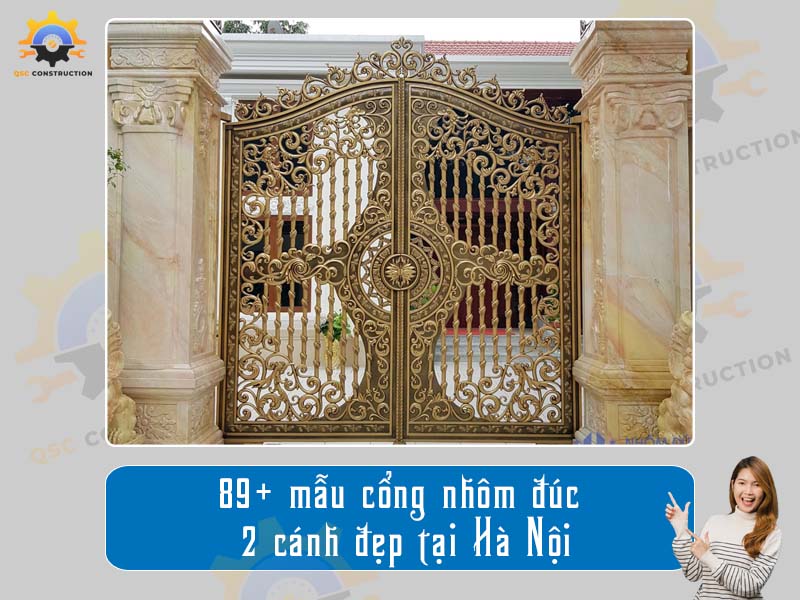 Báo giá 89+ mẫu cổng nhôm đúc 2 cánh đẹp tại Hà Nội